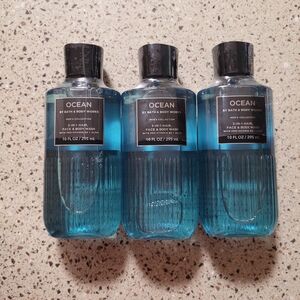 3 Bath & Body Works Ocean 3 In 1 Hair Face Body Wash 10 Oz Each Mens Collection